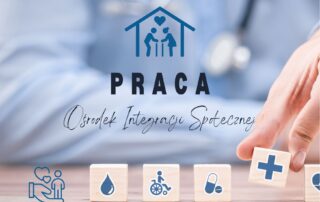 plakat o pracy do ogłoszenia z ikonami sugerującymi opiekę medyczną